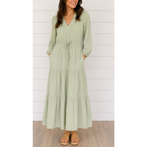 a new day Dresses & Skirts - A New Day Swiss green dot maxi dress size small